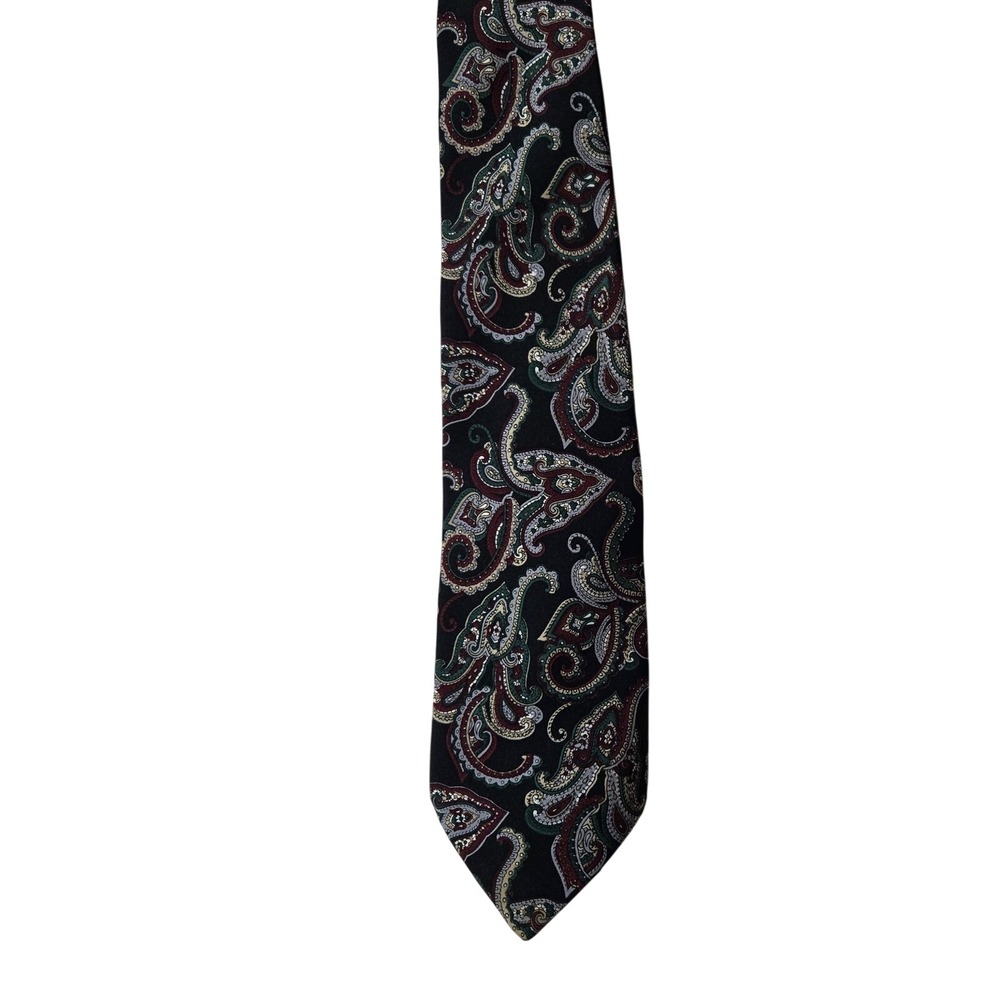 American Edition Collection Black Paisley Silk Blend Necktie Men Classic